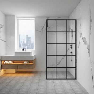 China OEM & ODM Modern Tangled Black Walk In Shower Door Glass Shower Screen for sale