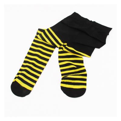 China Halloween Christmas Waist Antibacterial Stockings Yellow Striped Pantyhose Tights for sale