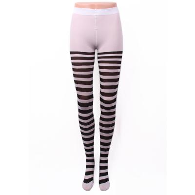 China Antibacterial sexy black and white color tube lady hot sale pantyhose carnival costumes striped pantyhose costumes for sale