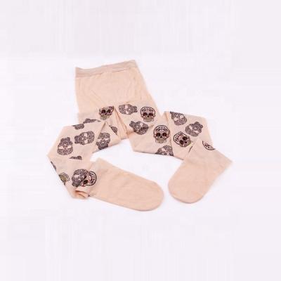 China Skin Color Breathable Skull Ladies Halloween Knitting Pantyhose Patterned Tights With Sexy Skull Head Socks for sale