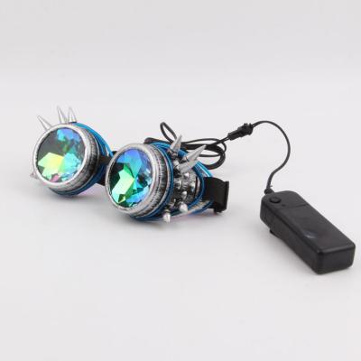 China Custom Fashion Spike Glowing Tube Steampunk Hot Sale Kaleidoscope Glass Goggles Kaleidoscope Goggles With Remote Control for sale