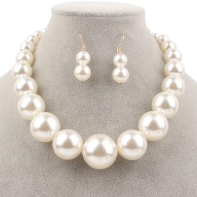 China 1950S-70S Dance Party Pearl Vintage Jewelry Lead Free Glass Gift Set Cheap Imitation Artificial Pearl Necklace And Earring Set for sale