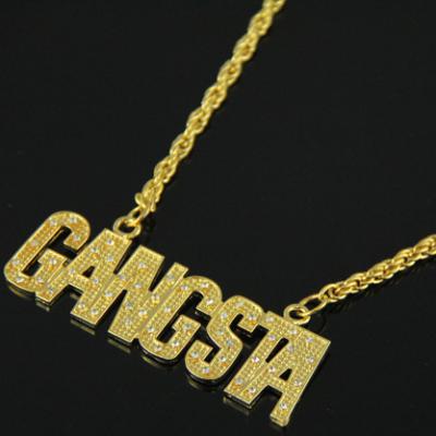 China Gold Plated Necklace Party Costume Personalized Jewelry Accessories New Great Costume Letters Gold Pendant GANGSTA Accessory For Motorcyclist for sale