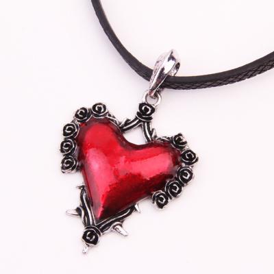 China 2021 Europe and the United States popular Halloween alloy retro pink drops oil red heart necklace lady alloy gothic punk necklace for sale