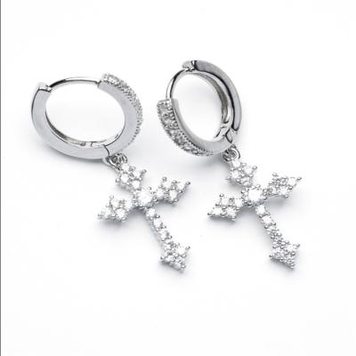 China European fashion classic new and American simple cross earrings inlaid zircon personalized fashion earrings earrings for sale