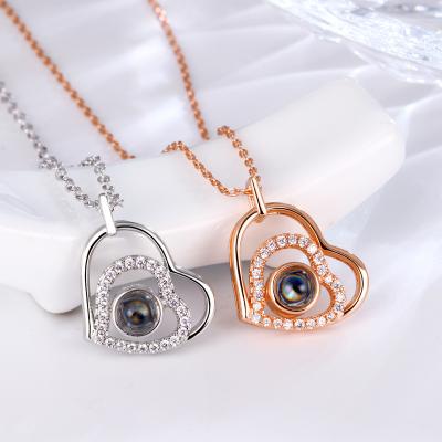 China Simple Romantic Valentine's Day Gifts Fashion New 100 Tongues Light Up Jewelry Luxury Pendant Necklace I Love You for sale