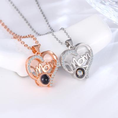 China Simple HOT MOM Shape Love Fashion MOM Pendant 100 Languages ​​Necklace Women Letters I Love You Mother's Day Pendant Gift for sale