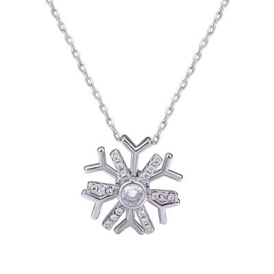 China Fashion Simple Christmas Jewelry Rotating Dangling Snowflake Necklace Ladies Wedding Jewelry Petal Clavicle Chain for sale