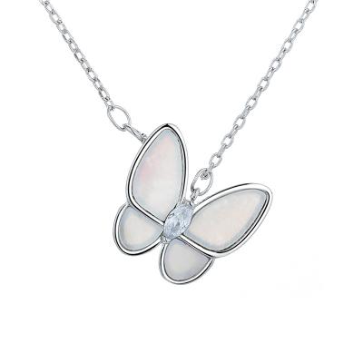 China Fashion Butterfly Necklace Ladies White Fritillary Pendant With Diamond Pendant Clavicle Chain Valentine's Day Gift for sale