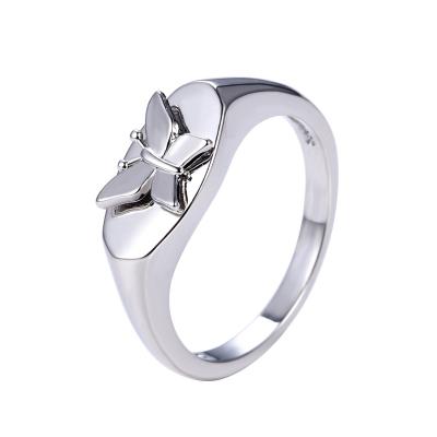 China Simple Silver Butterfly Style Art European Ladies Small Butterfly Ring Retro Exquisite Personality and American Ring Jewelry for sale