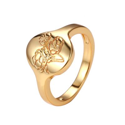 China Fashion supply flower simple border type simple round ring retro female index finger forest fashion ins ring mother gift for sale