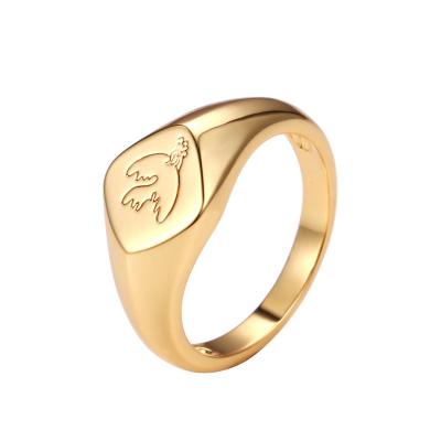 China Fashion supply simple border special popular ring female INS engraved simple bird neutral ring bare hand jewelry for sale