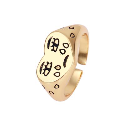 China Funny personality alternative face crying ring \ alternative personality opening retro love heart ring creative men and women for sale