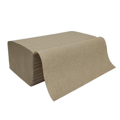 China Recycled Pulp Kraft Paper Towel Recycle Brown Single Ply Paper Towels 250's x 16packs V Fold Paper Towel for sale