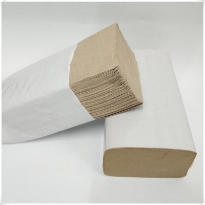 China Recycled Pulp 334's x 12packs Standard V Fold Kraft Paper Dinner Napkin for sale