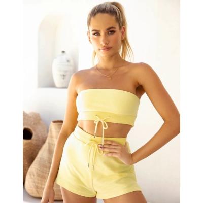 China Wholesale QUICK DRY sexy sleeveless tops summer 2022 two-piece shorts from Corp. Set 2 Piece Set Women's Custom Logo Cotton Tracksuits for sale