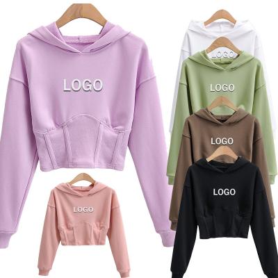 China 2022 Winter Fashion New Spring Anti-wrinkle Solid Color Logo Long Sleeve Sweatshirt Custom Grow Slim Casual Women Hoodies for sale