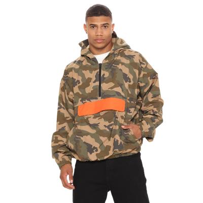 China Plus size 5XL men's plus size anti-pilling camouflage workwear loose casual hooded hoodies Custom Half-zip long sleeve for sale