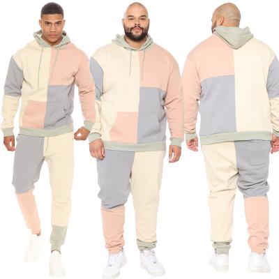 China 2022 Breathable Newest Color Contrast Design Plus Size Custom Tracksuit New Arrival Hoodie Men Two Piece Sets for sale