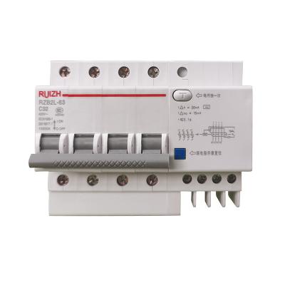 China RZB2L Air Switch C 1P 2P 3P 4P Small High Resolution Residential Household Leakage Circuit Breaker RZB2L-63 4P 50A RZB2L-63C-4P for sale