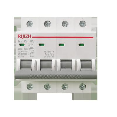 China Type C 1P 2P 3P 4P Household Mini Circuit Air Changer RZB2 High Frequency Residential Breaker RZB2-63 4P 63A RZB2-63C-4P for sale