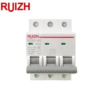 China 3P 10A 16A 20A 25A 32A 40A 50A 63A miniature circuit breaker C/D direct type acb 10KA breaker series RZB2-63 mini MCB for sale