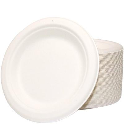 China Wholesale Disposable Sugar Cane Bagasse Paper Plate Disposable Dish For Wedding for sale