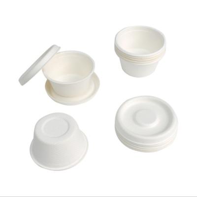 China 100% Biodegradable Sugarcane Bagasse Small Cup 2oz Disposable Biodegradable Sauce Cup With Lid for sale