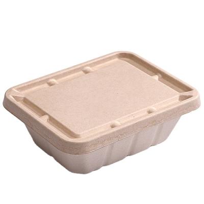 China Natural Material 1200ml Paper Pulp Tray With Lid Take Out Disposable Compostable Food Lunch Containers Sugar Cane Food Box Sugarcane Bagasse for sale