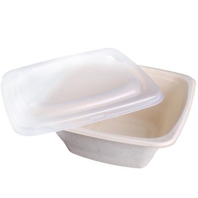 China Disposable Biodegradable Sugarcane Bowl White Disposable Bagasse Sugarcane Bowl With Lid 400ml Bagasse Tableware Bowl for sale