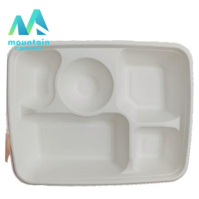 China 100% Sugarcane Bagasse Disposable Biodegradable Bagasse Tray Bagasse Plates Fast Food Compostable Container for sale