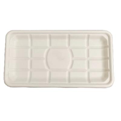 China Disposable Pulp Biodegradable Sugarcane Tableware Bagasse Sushi Food Fruit Container Lunch Tray for sale