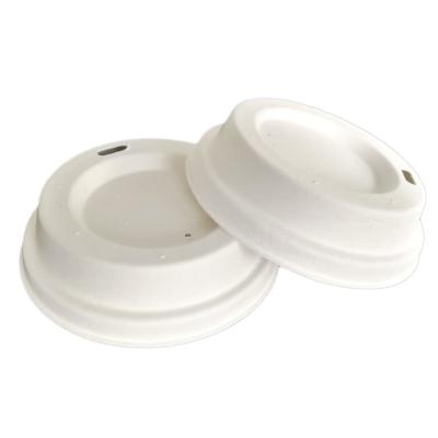 China 100% Biodegradable Biodegradable Cover 90mm Diameter Disposable Coffee Cup Bagasse Heating Sugar Cane White Lid for sale