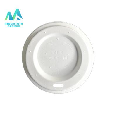 China Fiber Cup Lids 80mm 90mm Eco Friendly Disposable Biodegradable Sugarcane Bagasse Coffee Cup Lid for sale