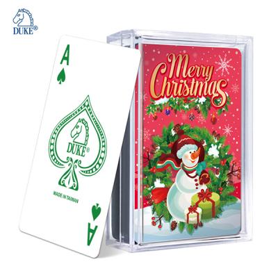 China Merry Christmas Plastic Playing Cards for sale