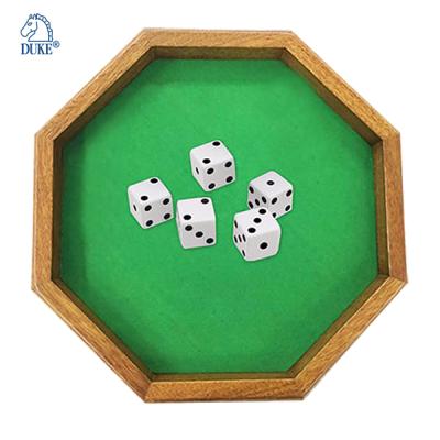 China Rubber Wood Octagonal Wooden Dice Tray for sale