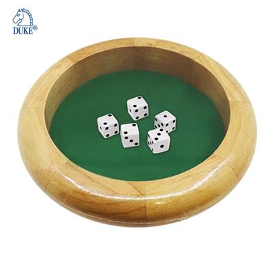 China Rubber Wooden Round Wooden Dice Tray for sale