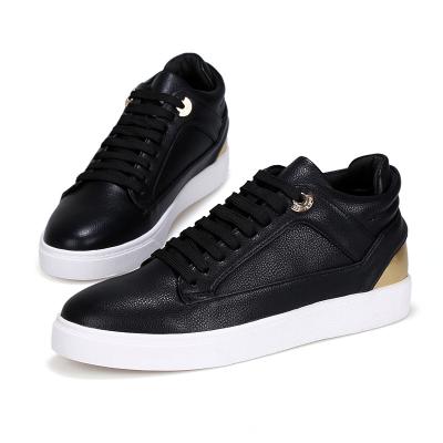 China Men's Sneakers Creeper Cushioning Round Toe Microfiber Casual Walking Shoes Winter Black/White for sale