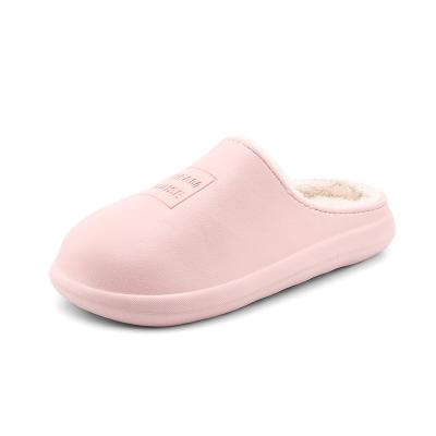 China Lightweight slippers autumn and winter unique warm leather rubber waterproof slippers non slip cotton waterproof indoor shoes for lovers for sale