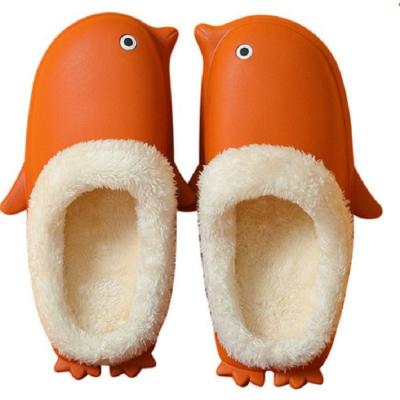 China Fashion Trend Lovely Cotton Waterproof Slippers For Women Autumn And Winter Warm Plush Household Shoes Penguin Slippers for sale