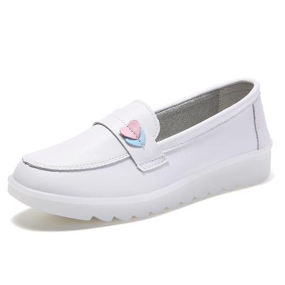 China Plain And Casual Women Round White Anti-Slip Cow Leather Hospital for sale