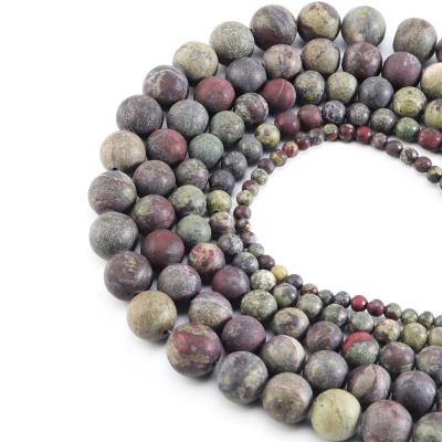 China Hot Sales Stone Dragon Blood Jasper Loose Beads,Matte Round Healing Crystal Energy Stone,Natural Gemstone For Jewelry Making for sale