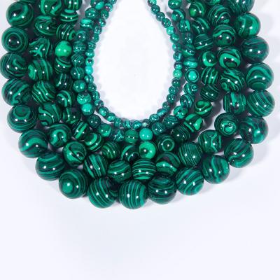 China Artificial Malachite Loose Beads Wholesale Artificial Gemstone Fashion Green Malachite Stone Healing Loose Round Beads Strands DIY Jewelry Making for sale