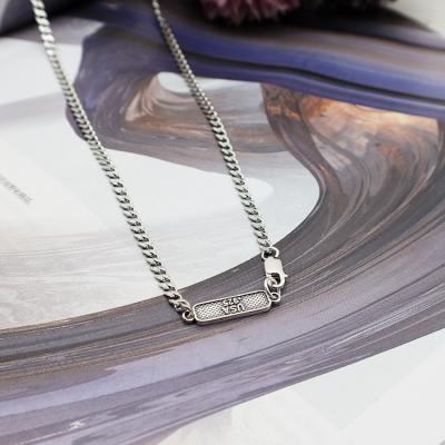 China CLASSIC 2021 Customize Antique Retro Gold Plated Silver Men Women Jewelry Square Letter Necklace for sale