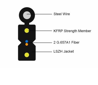 China LSZH Ftth Indoor/Outdoor 1/2/4 Core Fiber Optic Cable Patch Tie G657a Ftth Drop Cable for sale