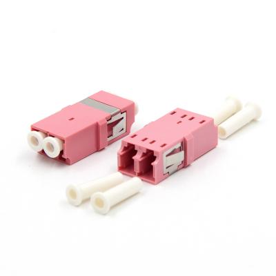 China FTTH factory price high quality and low fiber insertion loss fiber optic adapter LC OM3 OM4 OM5 LC-LC duplex connector for sale