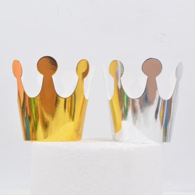 China Mini Bronzing Crown Birthday Hat Paper Stuffer Small Adult Gold Party Kids Adult Gold Hat Silver Birthday Party Supplies for sale