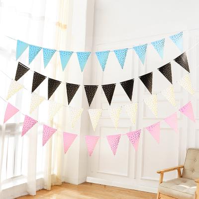 China Pennant Festival Paper Hot Stamping Dress Up Party Supplies Birthday Flag Banner Bronzing Dot Pennant Decorative Flags for sale