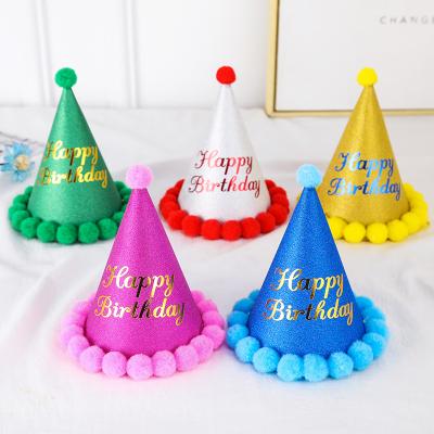 China Gold Paper Stuffing Onion Birthday Light Bulb Hat Adult Children Dress Up Plush Ball Party Birthday Hat Birthday Party Decoration Supplies for sale