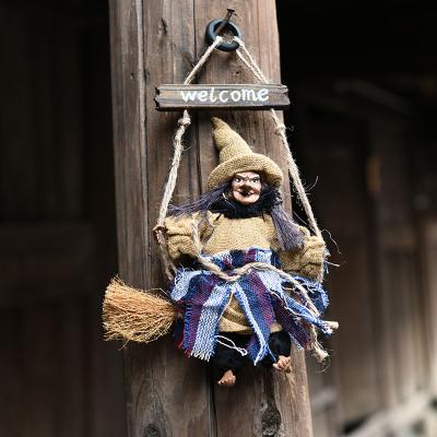 China Halloween Terrorist Festival Hanging Witch Bar Retro Ghost Broomstick Haunted House Decoration Props for sale